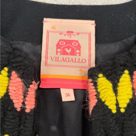 Vilagallo Multicolor Embroidered Blazer Spain Fringe Hem Boho Chic Statement - Picture 3 of 15